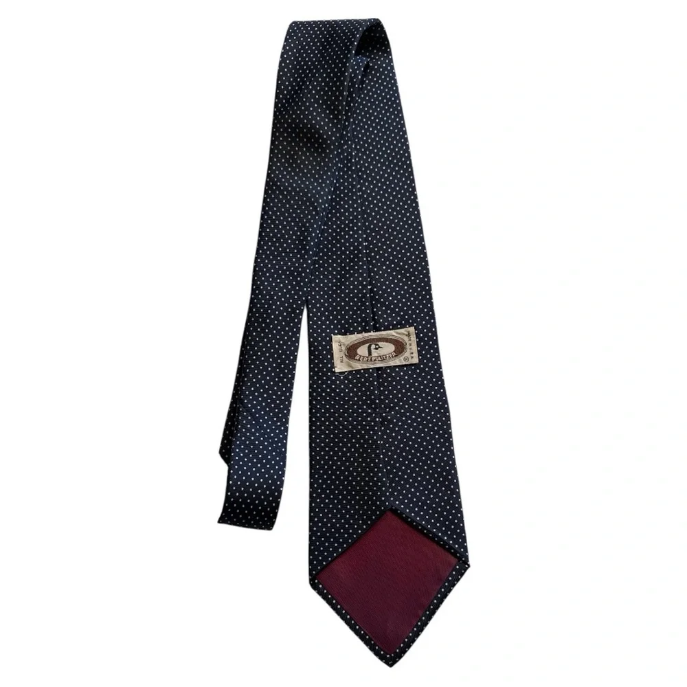 Bert Pulitzer Vintage Silk‎ Tie Navy White Polka Dots Classic Suiting Office